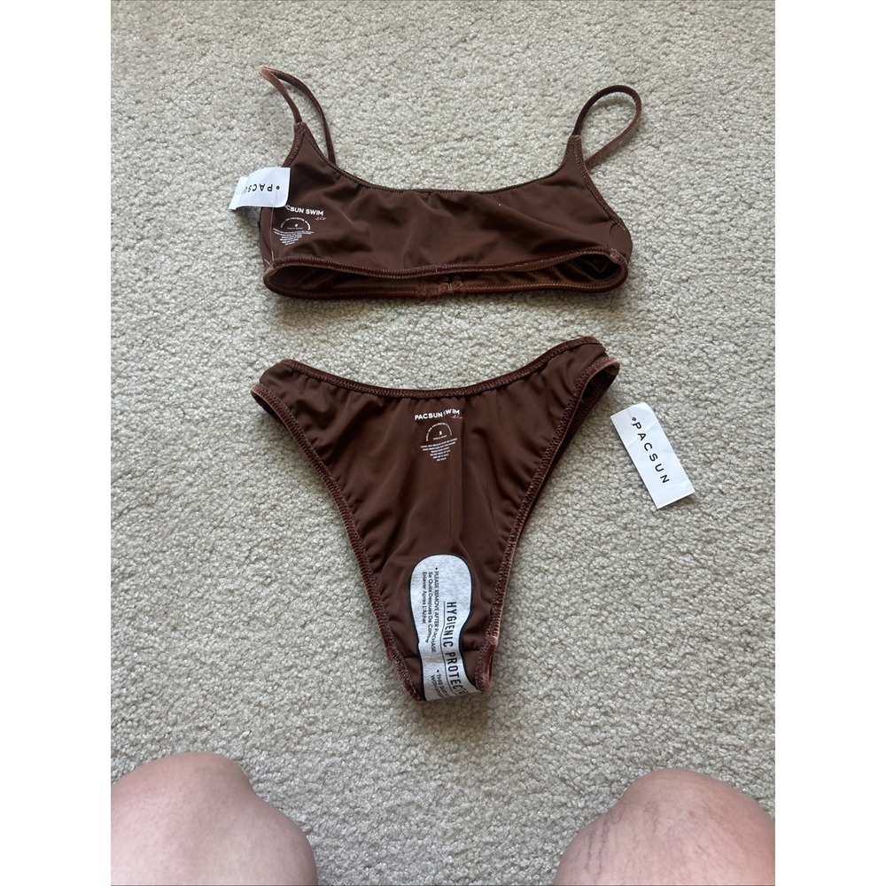 PacSun Eco Brown Velvet California Scoop High-Cut Bikini Set | S | NWT 🤎✨ - Picture 8 of 8